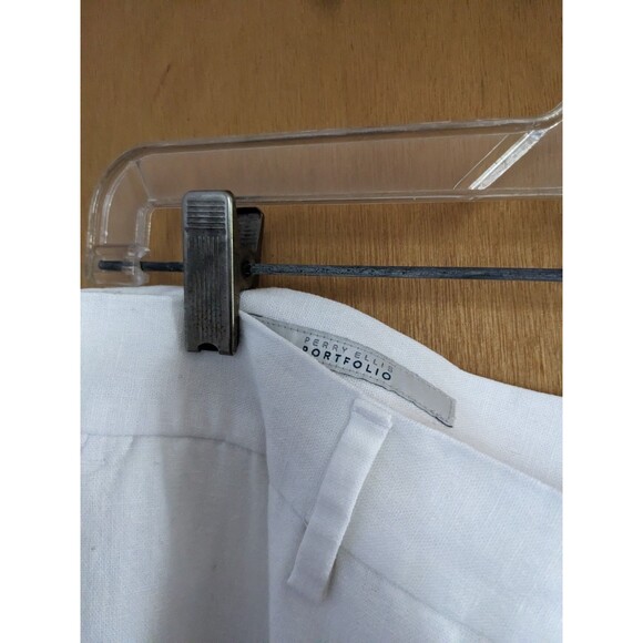 Perry Ellis Portfolio Travel Luxe White Linen Cotton Blend Pants Men's - Picture 9 of 9
